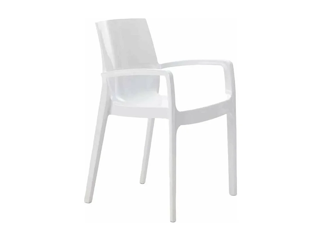 Stock 22 Sillas Apilables con Reposabrazos de Polipropileno Cream Grand Soleil - Blanco