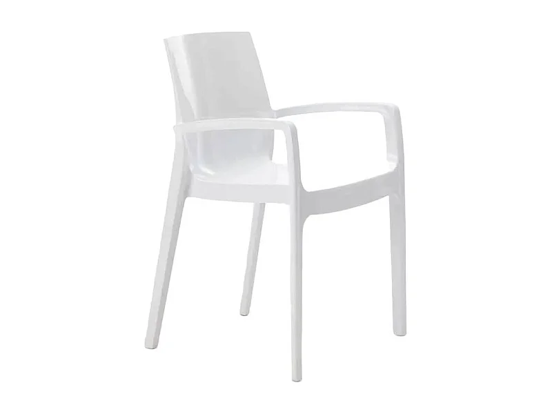 Stock 22 Sillas Apilables con Reposabrazos de Polipropileno Cream Grand Soleil - Blanco