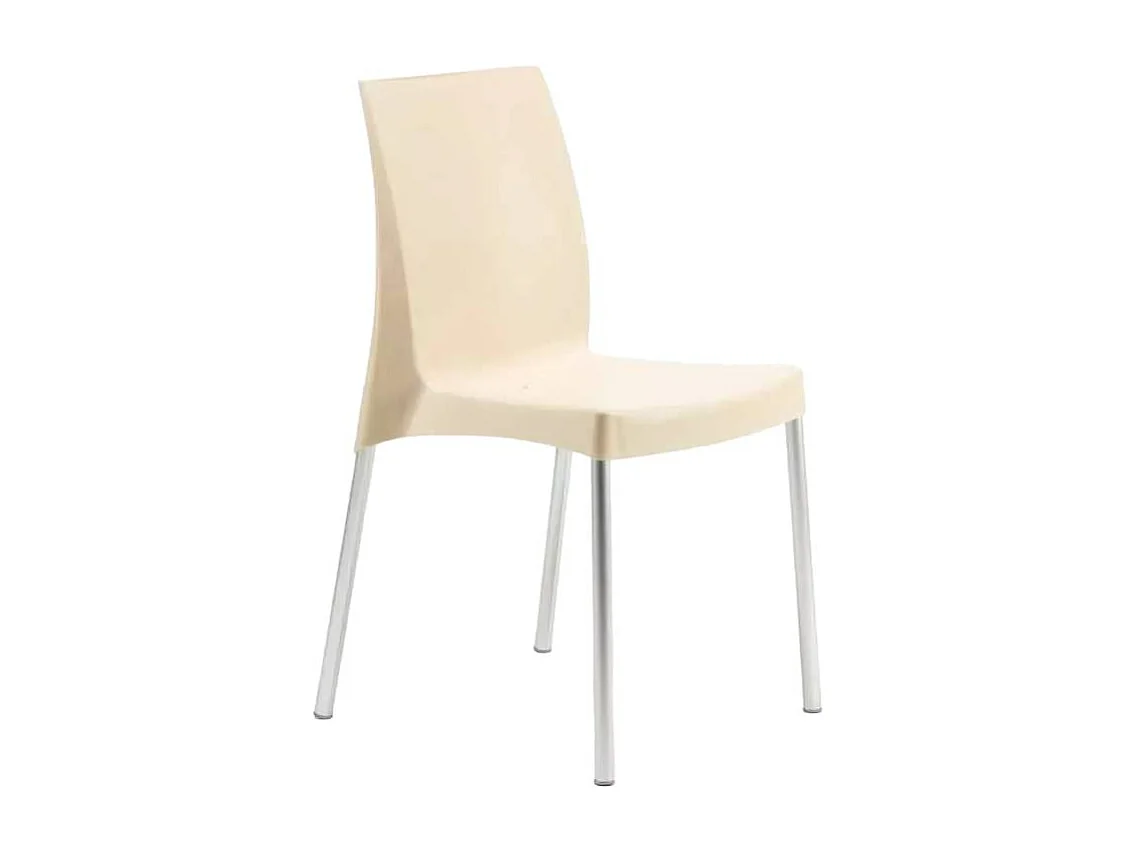 Silla polipropileno apilable cocina bar con patas de acero ligera Boulevard Grand Soleil - Blanco roto