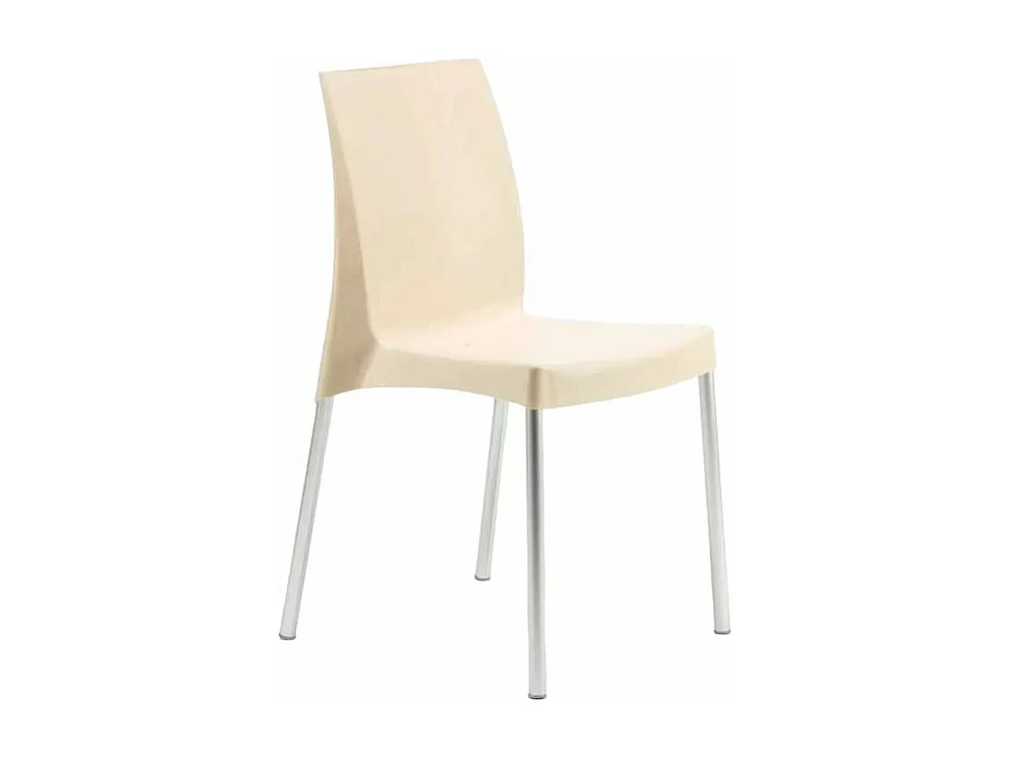Silla polipropileno apilable cocina bar con patas de acero ligera Boulevard Grand Soleil - Blanco roto