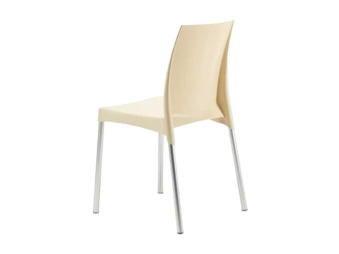 Silla polipropileno apilable cocina bar con patas de acero ligera Boulevard Grand Soleil - Blanco roto