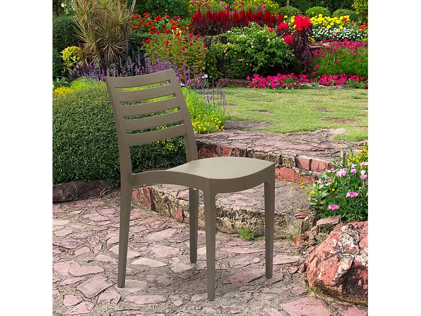 Stapelbar Esstischstuhl Esszimmerstuhl Polypropylen Gartenstuhl Außen Grand Soleil Firenze - Beige