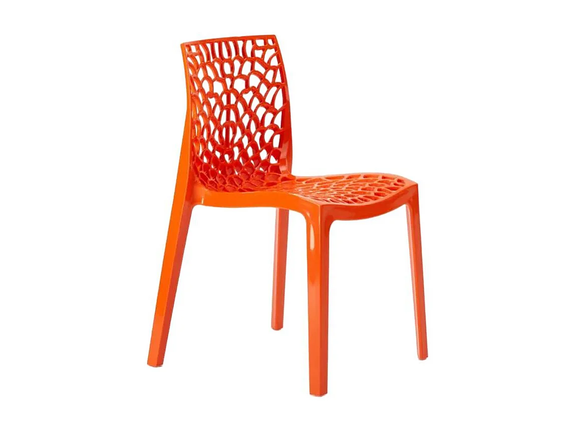 22 Silla de cocina o de comedor de Policarbonato Transparente Gruvyer - Naranja