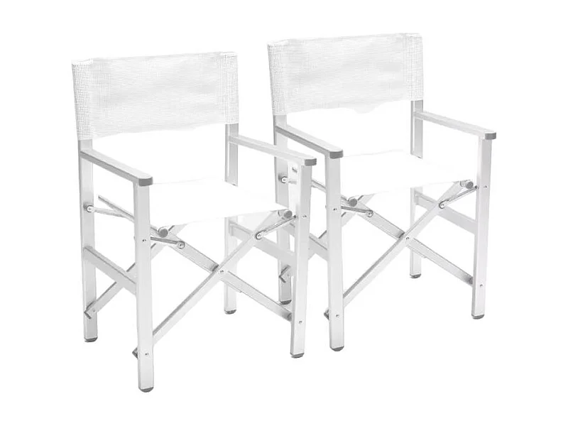 2 Sillas playa mar plegable portátil aluminio textilene Regista Gold - Blanco