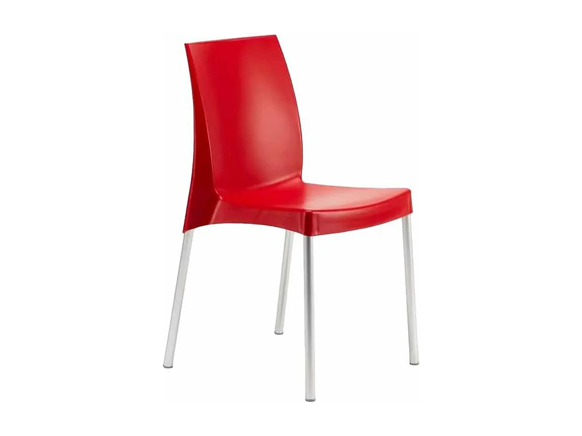 Silla polipropileno apilable cocina bar con patas de acero ligera Boulevard Grand Soleil - Rojo