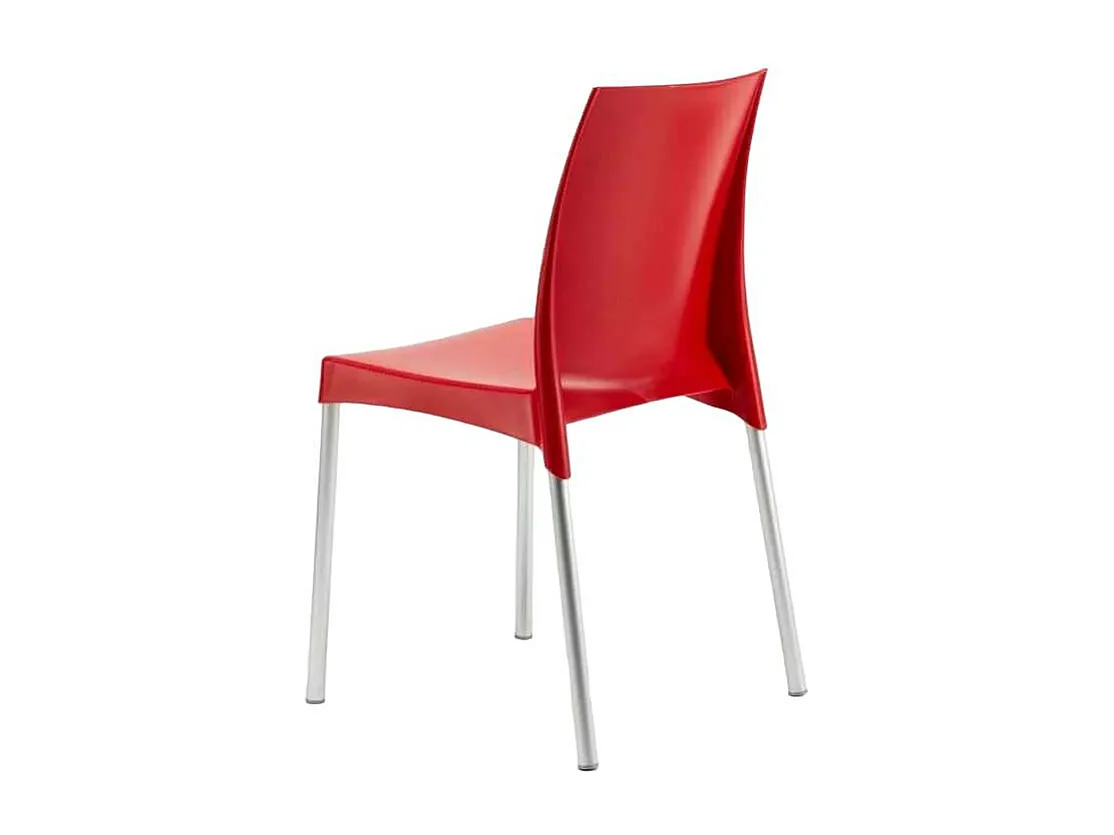 Silla polipropileno apilable cocina bar con patas de acero ligera Boulevard Grand Soleil - Rojo