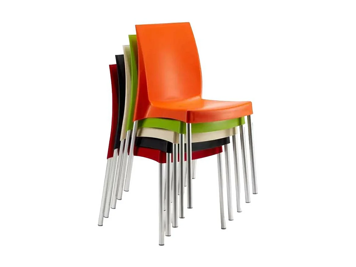 Silla polipropileno apilable cocina bar con patas de acero ligera Boulevard Grand Soleil - Rojo