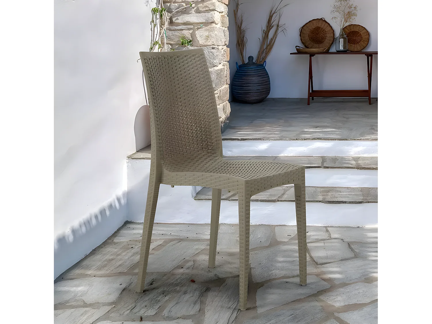 Silla de comedor en ratán apilable Bistrot Grand Soleil oferta stock 22 piezas