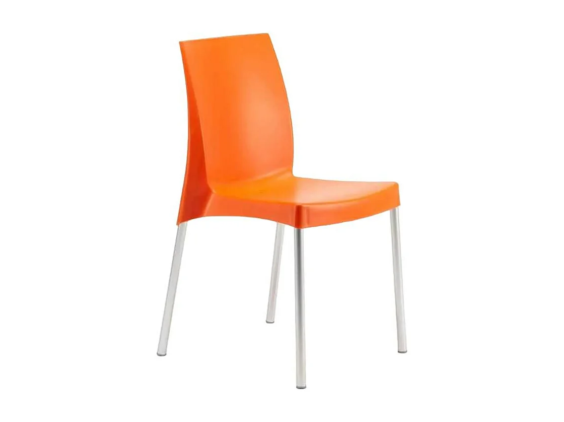 Silla polipropileno apilable cocina bar con patas de acero ligera Boulevard Grand Soleil - Naranja
