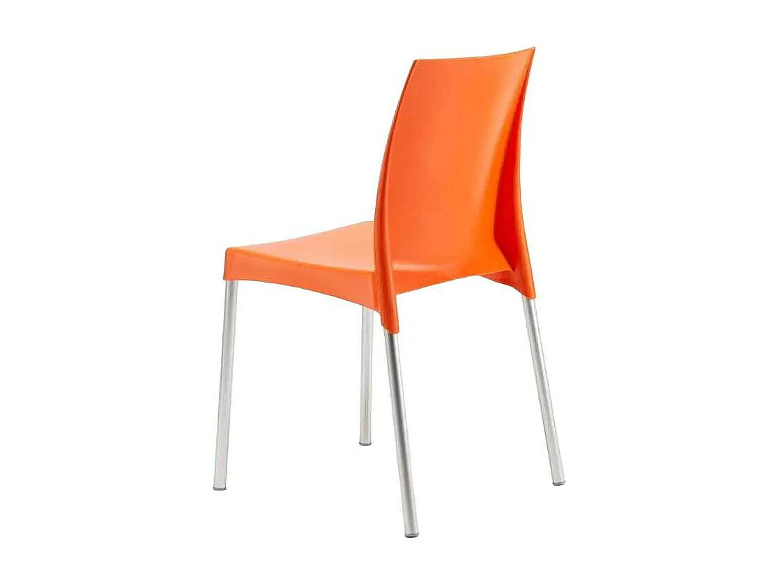 Silla polipropileno apilable cocina bar con patas de acero ligera Boulevard Grand Soleil - Naranja