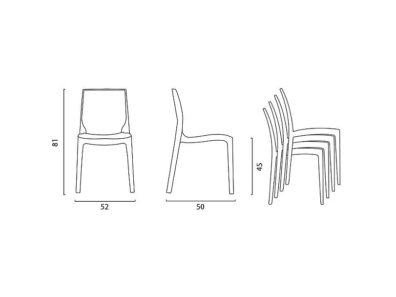 SET 2 SEDIE lucide per cucina e bar in polipropilene impilabile