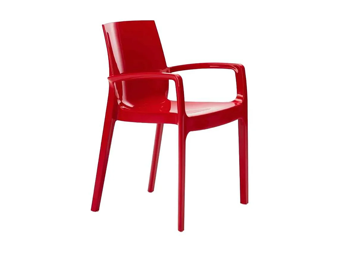 Stock 22 Sillas Apilables con Reposabrazos de Polipropileno Cream Grand Soleil - Rojo