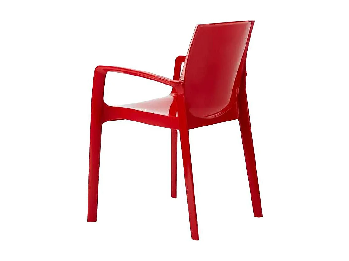 Stock 22 Sillas Apilables con Reposabrazos de Polipropileno Cream Grand Soleil - Rojo