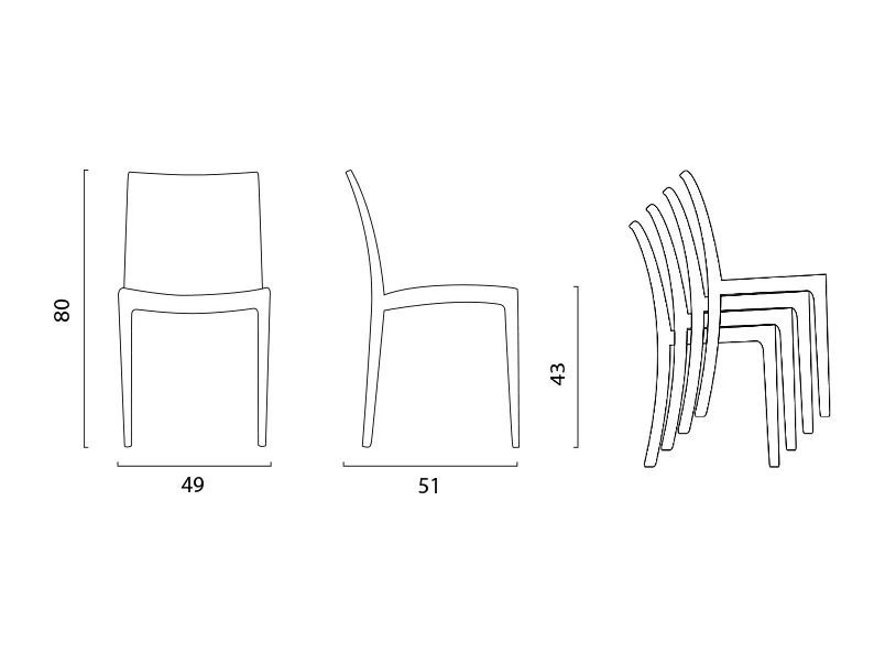 Chaise de jardin empilable en polypropylène intérieur extérieur AMMA