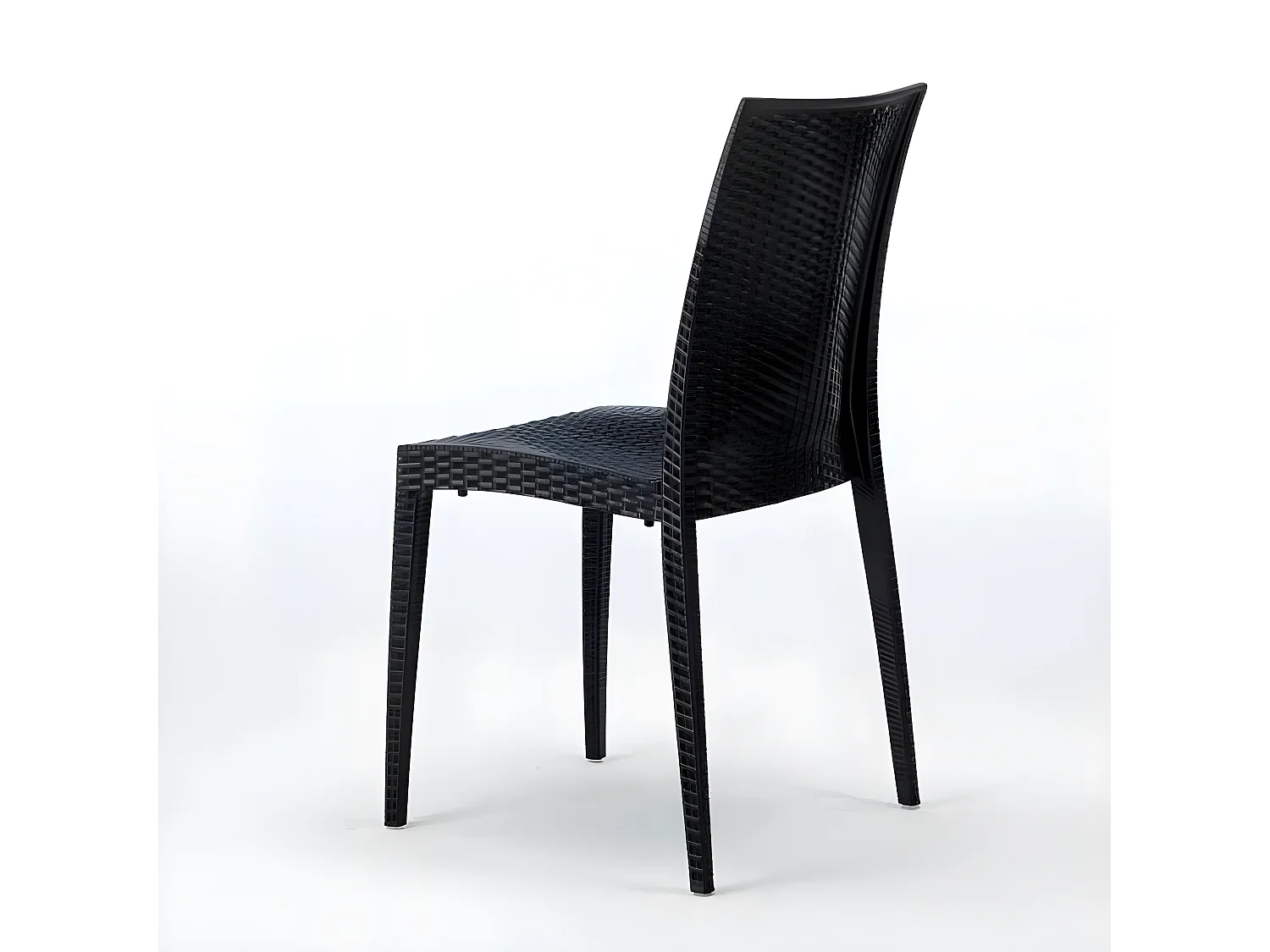 Silla de comedor en ratán apilable Bistrot Grand Soleil - Negro