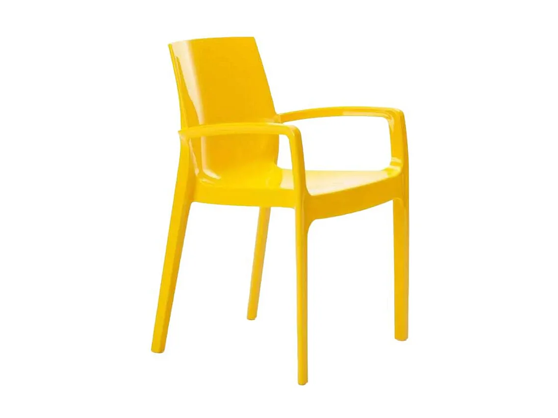 Silla Polipropileno Apilable con Reposabrazos para Cocina Bar Cream Grand Soleil - Amarillo