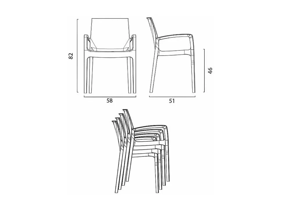 Silla Polipropileno Apilable con Reposabrazos para Cocina Bar Cream Grand Soleil - Amarillo