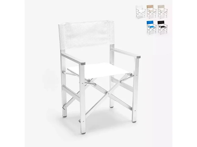 Klappbarer Strandstuhl Klappstuhl aus Aluminium Regista Gold - Weiß