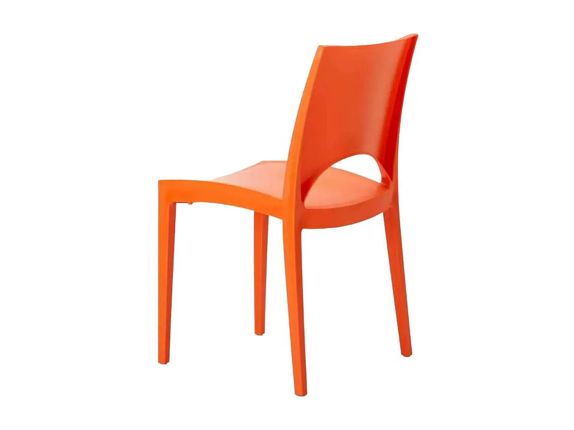 Weiß Rechteckig Tisch und 6 Stühle Farbiges Polypropylen-Außenmastenset Grand Soleil Paris Summerlife - Orange