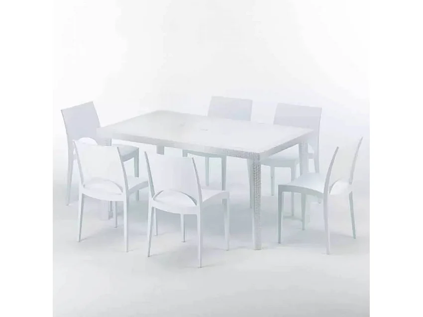 Ensemble 6 chaises et 1 table 150x90cm jardin café terrasse ROBUCHON