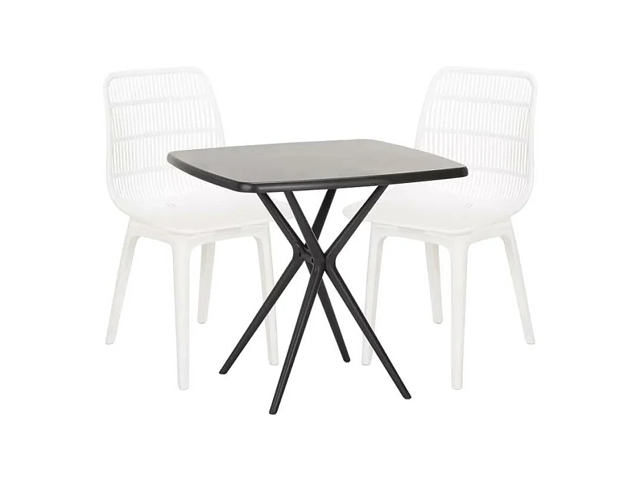 Ensemble 2 chaises en polypropylène et 1 table 70x70cm jardin OLVERA
