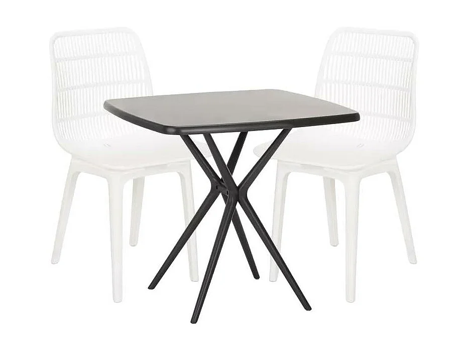 Ensemble 2 chaises en polypropylène et 1 table 70x70cm jardin OLVERA