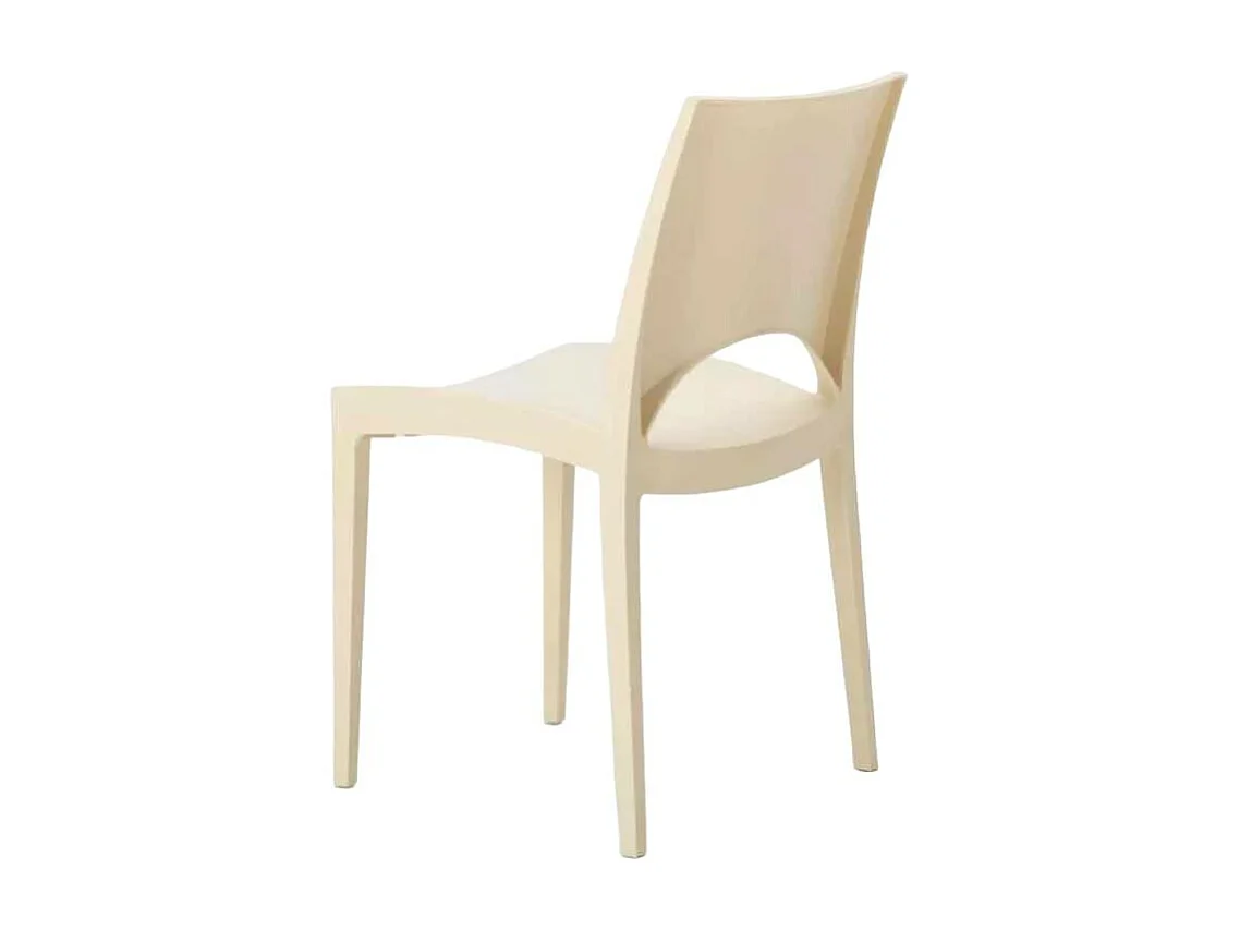 Weiß Rechteckig Tisch und 6 Stühle Farbiges Polypropylen-Außenmastenset Grand Soleil Paris Summerlife - Beige