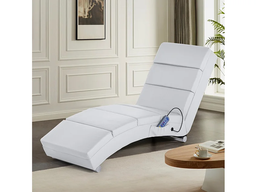 Fauteuil massant et chauffant en similicuir pour salon relax HUGUES