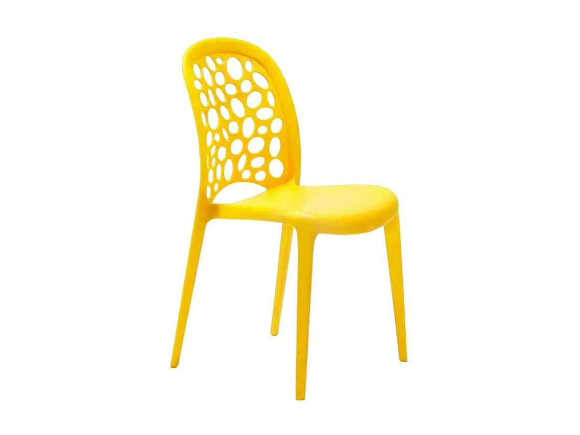 Silla cocina bar jardín apilable Diseño WEDDING Holes Messina - Amarillo