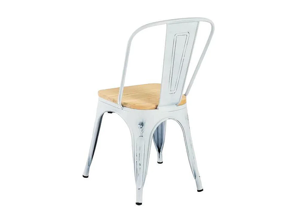 Silla industrial metal vintage superficie madera Steel Old Wood Top Light - Blanco