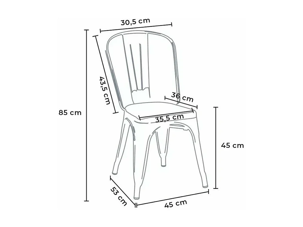 Silla industrial metal vintage superficie madera Steel Old Wood Top Light - Blanco