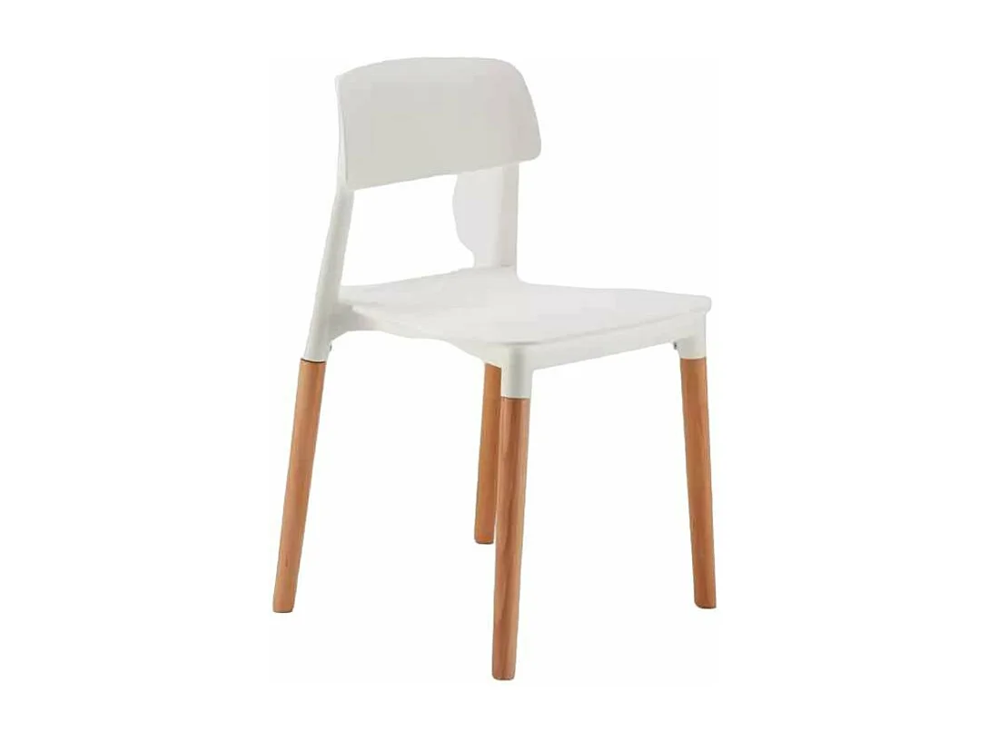 Sillas para Cocina y Bar Polipropileno y Madera Diseño Barcelona - Blanco