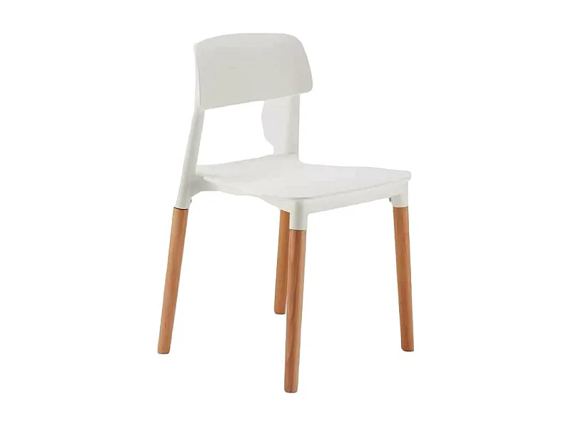 Sillas para Cocina y Bar Polipropileno y Madera Diseño Barcelona - Blanco