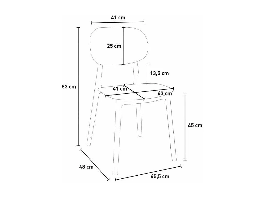 Silla diseño moderno polipropileno cocina exterior comedor Nantes - Negro