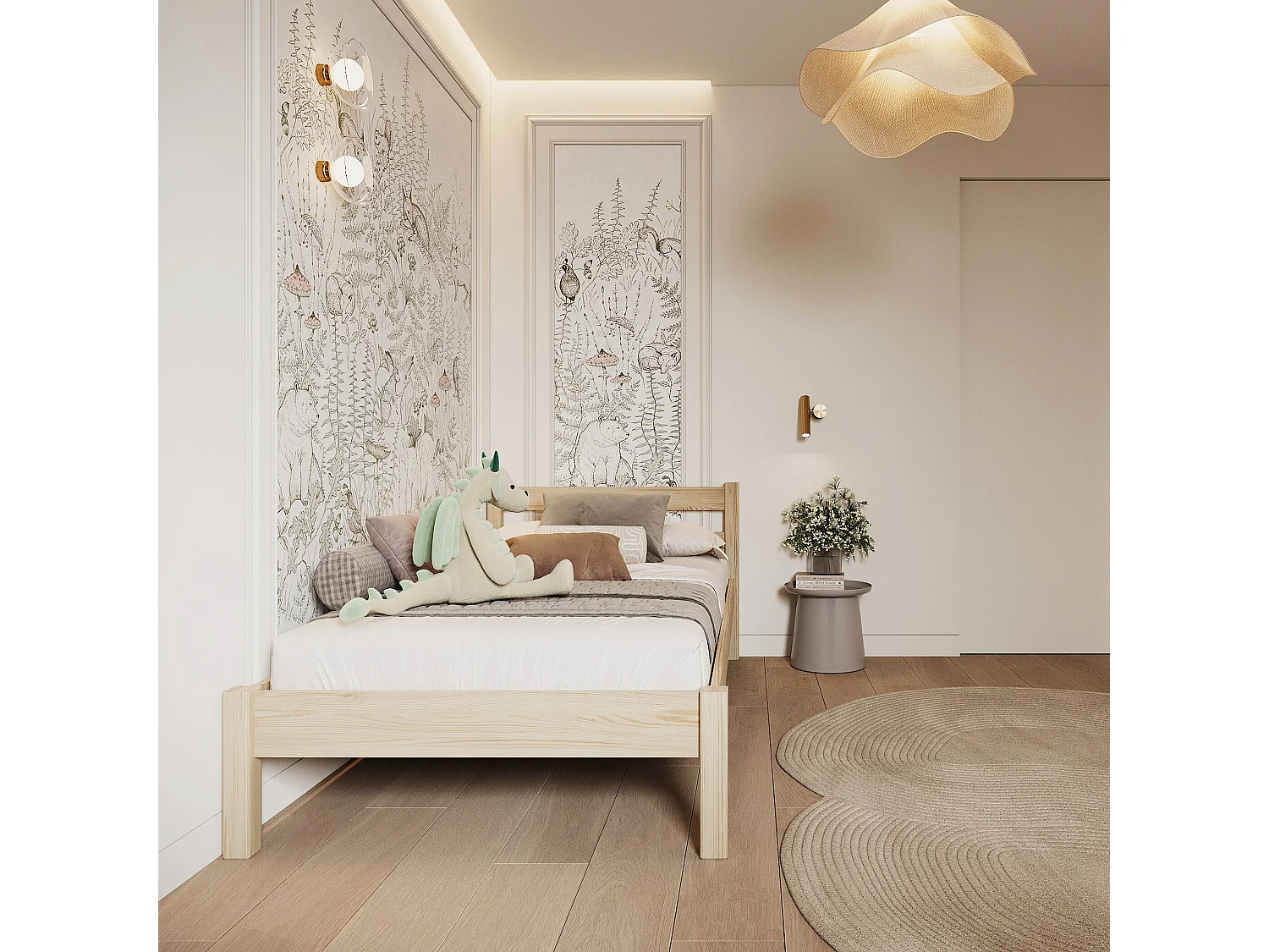 Lit simple en bois N01 Pin Clair 120x200
