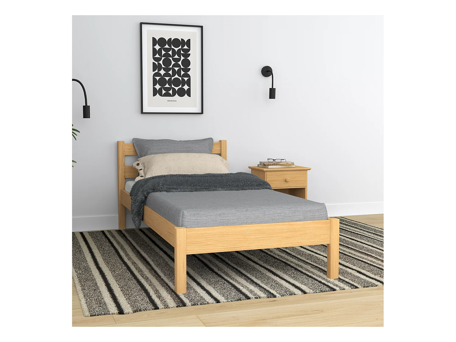 Lit simple en bois N01 Pin Naturel 80x200