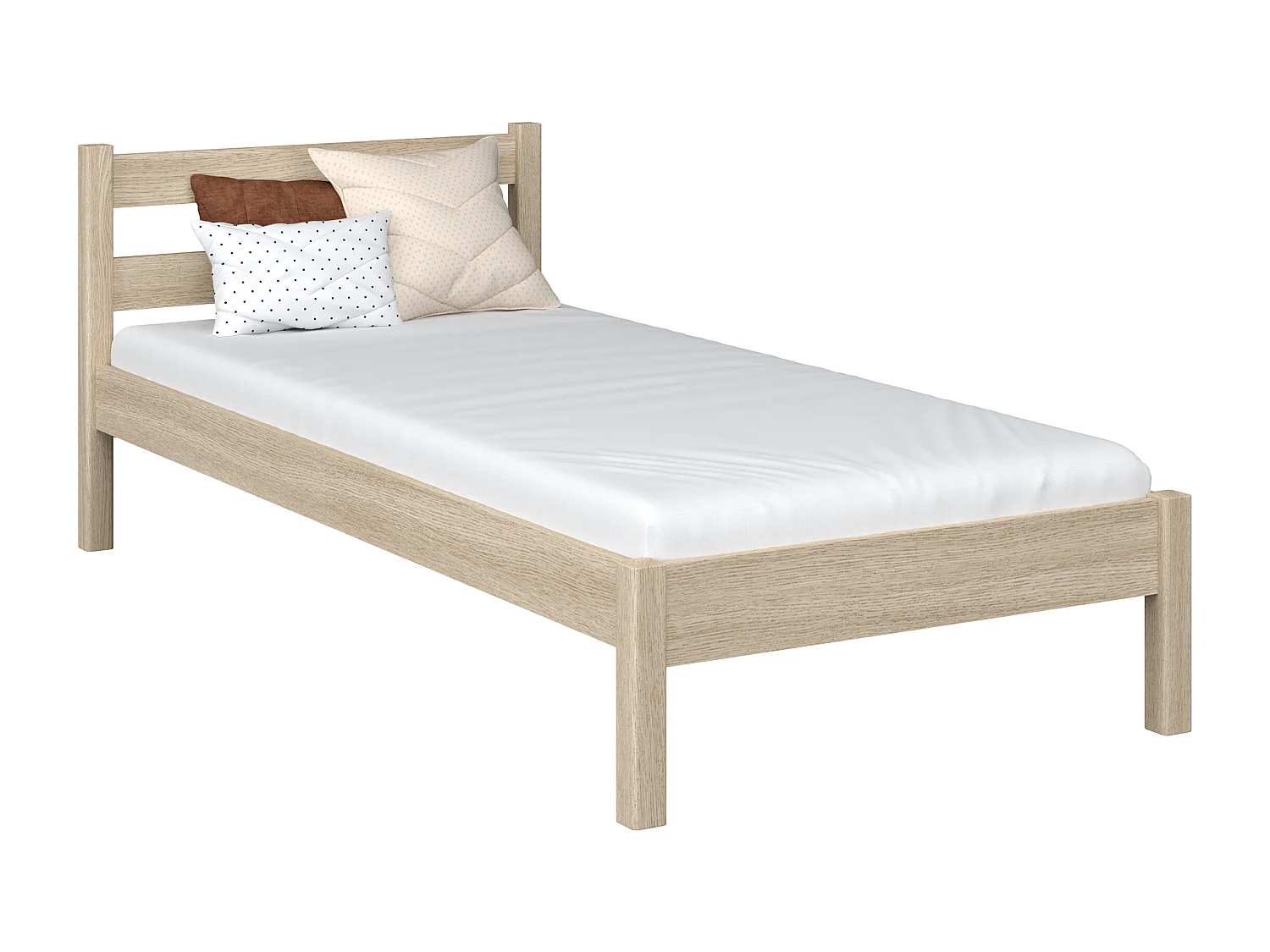 Lit simple en chêne N01 Chêne Blanchi 80x190