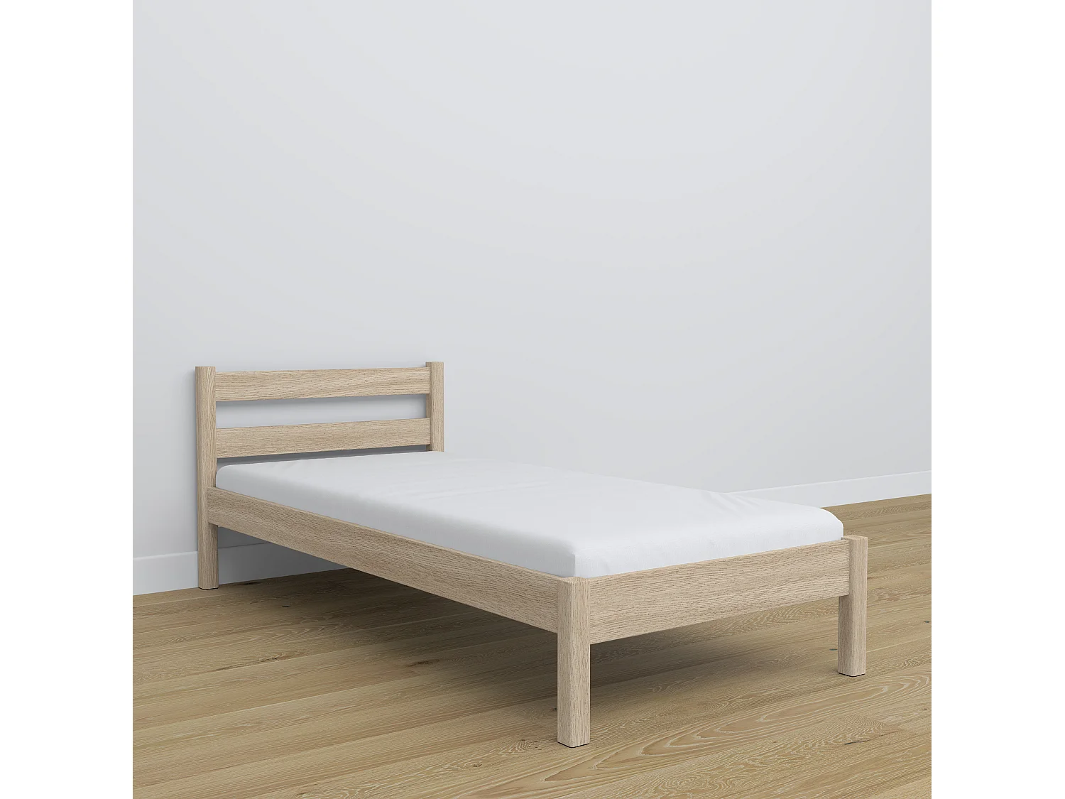 Lit simple en chêne N01 Chêne Blanchi 80x190