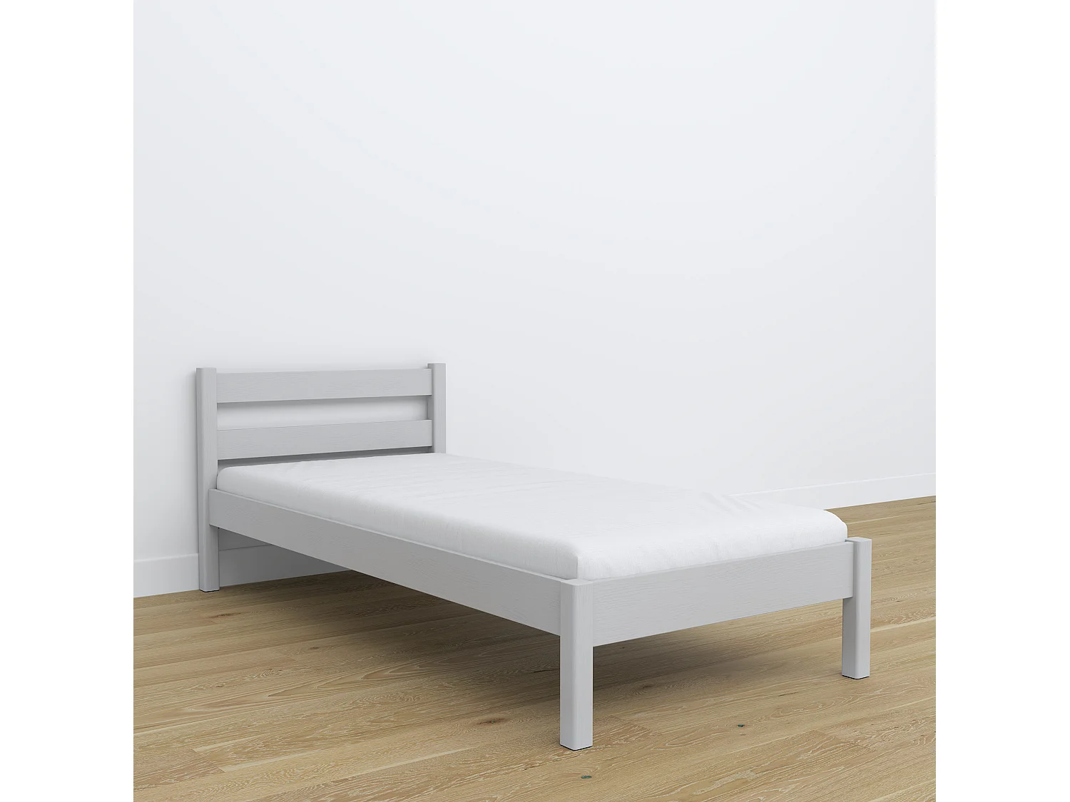 Lit simple en bois N01 Gris 100x180