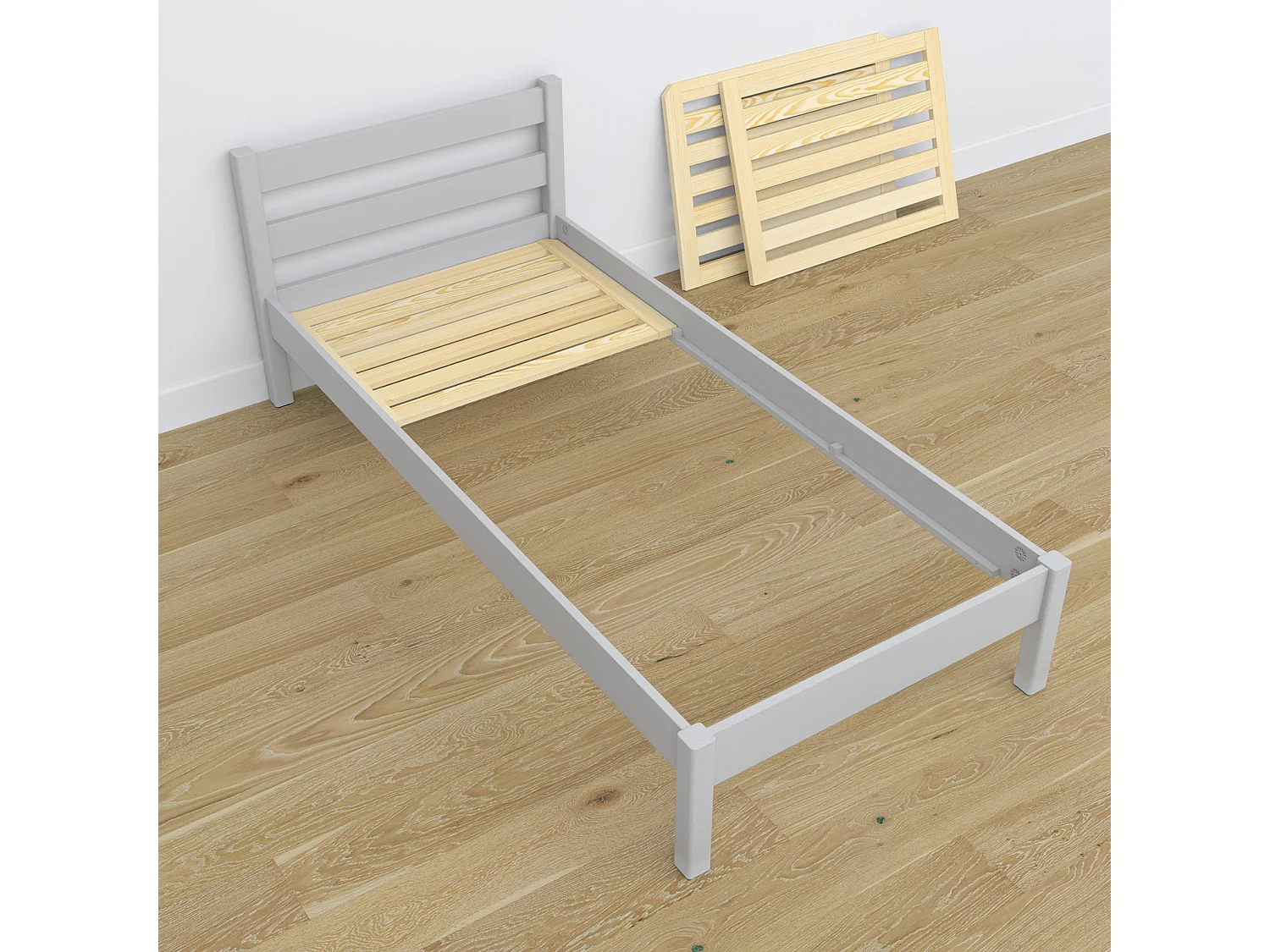 Lit simple en bois N01 Gris 100x180