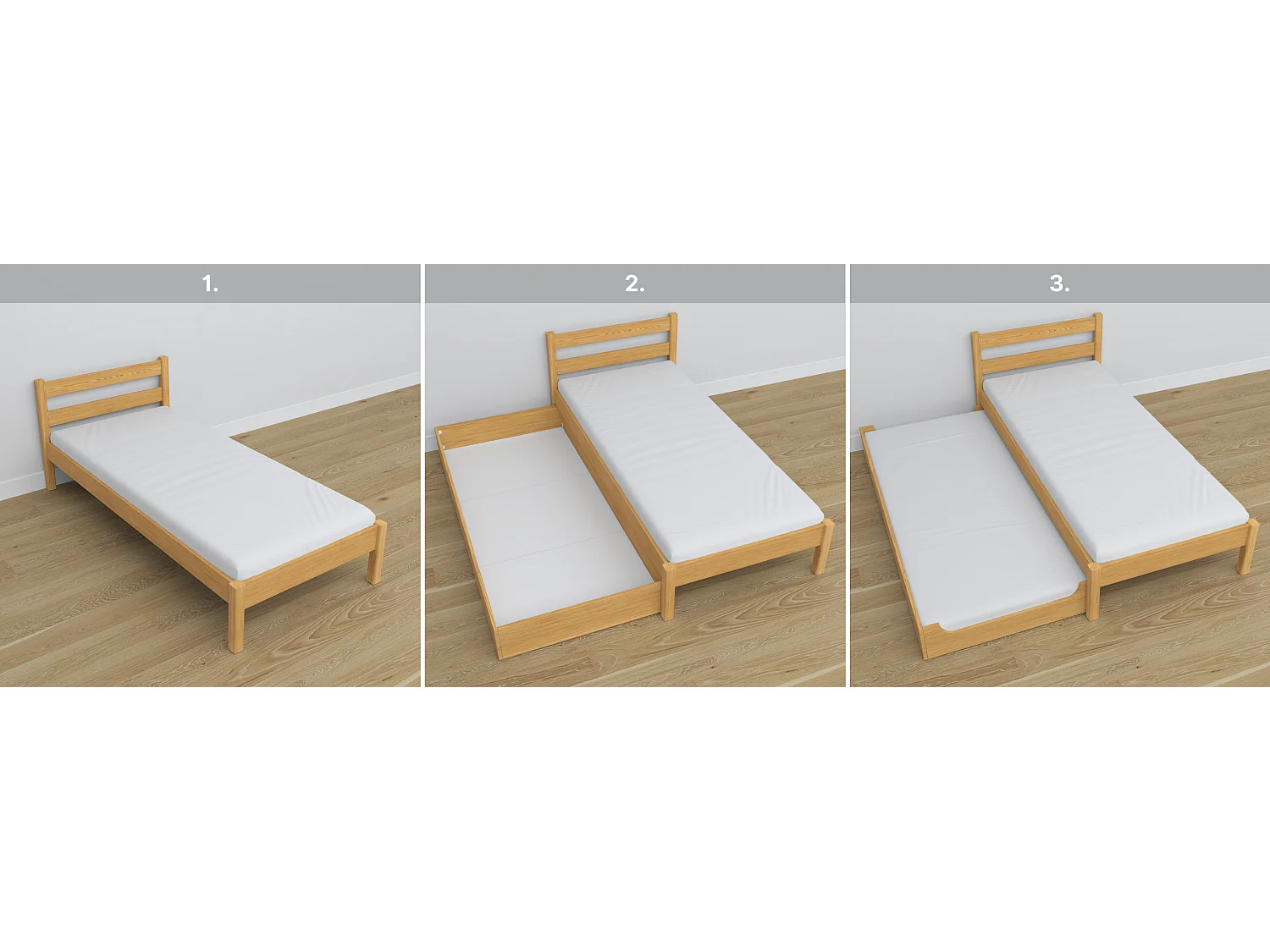 Lit simple en bois N01 Pin Naturel 90x180