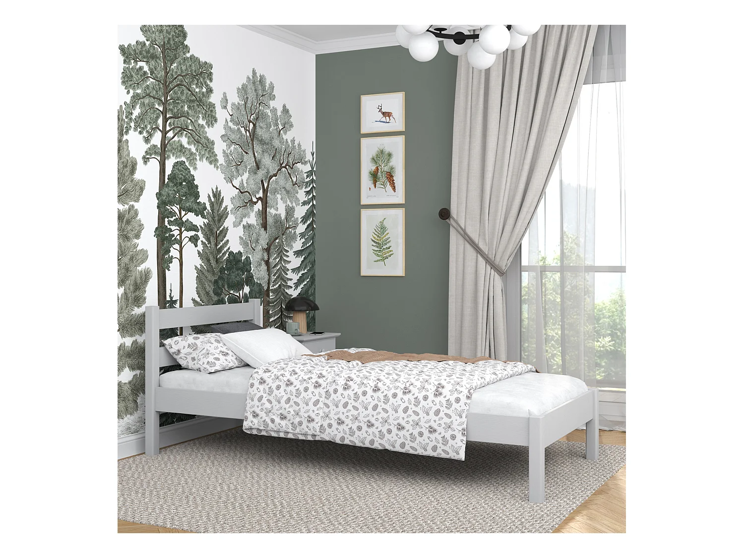 Lit simple en bois N01 Gris 120x200