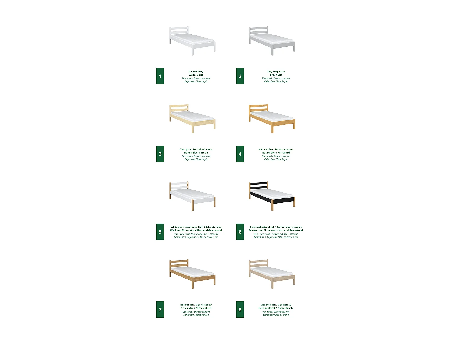 Lit simple en chêne N01 Chêne Naturel 120x200