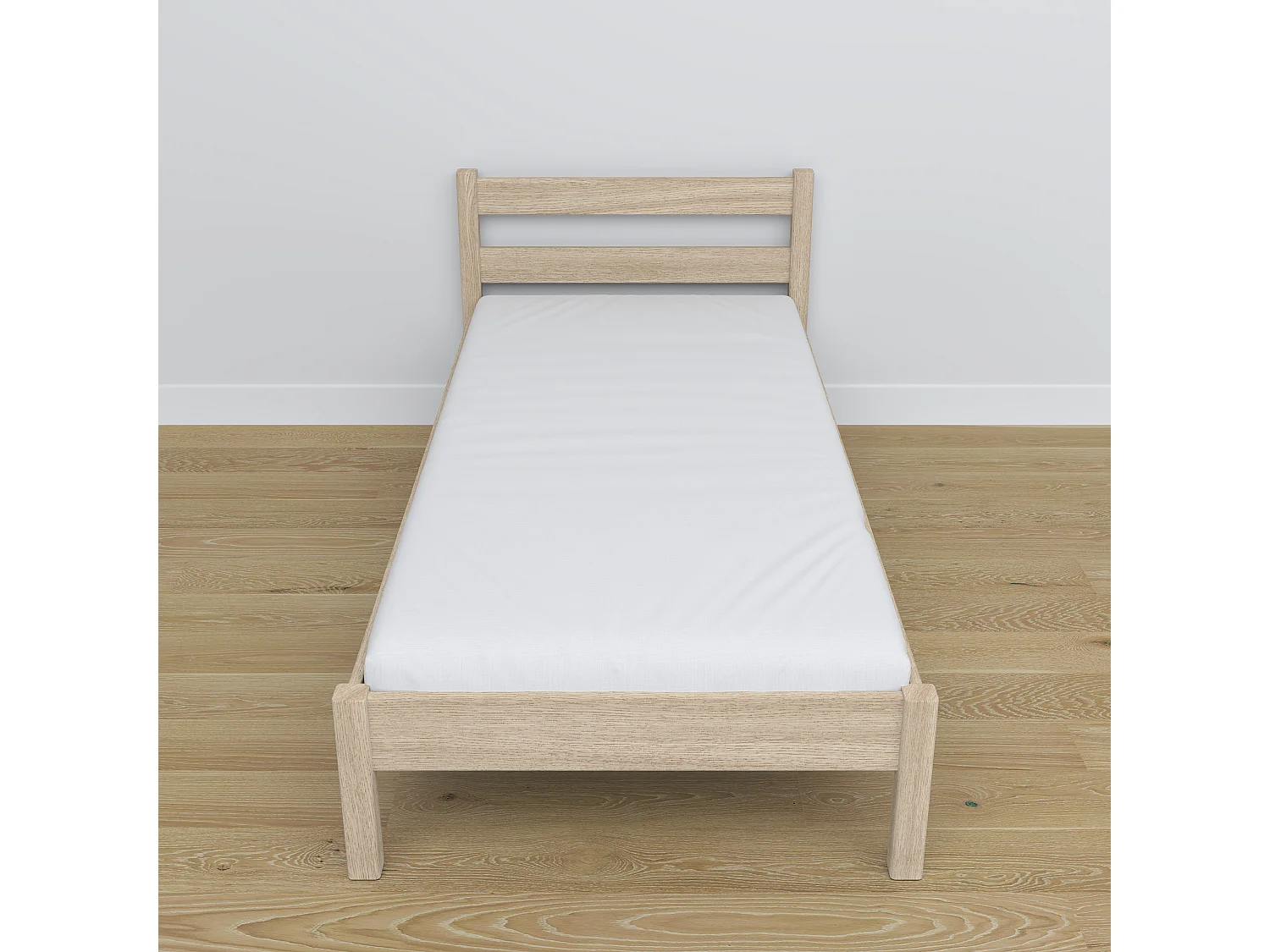 Lit simple en chêne N01 Chêne Blanchi 100x180