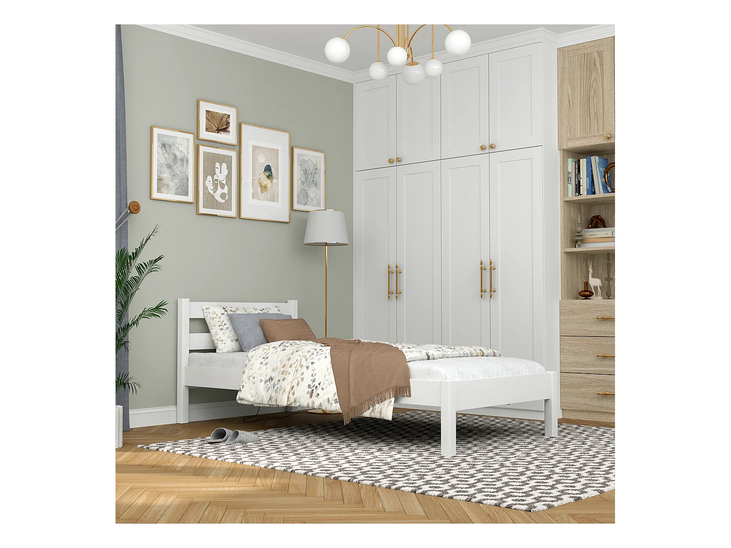 Lit simple en bois N01 Blanc 120x200