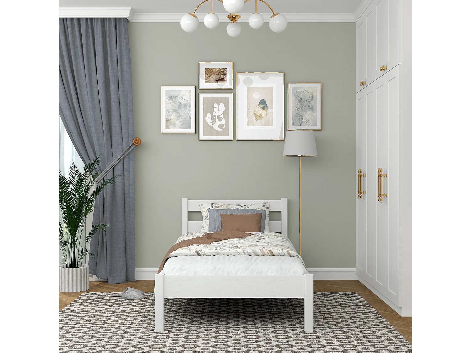 Lit simple en bois N01 Blanc 100x190