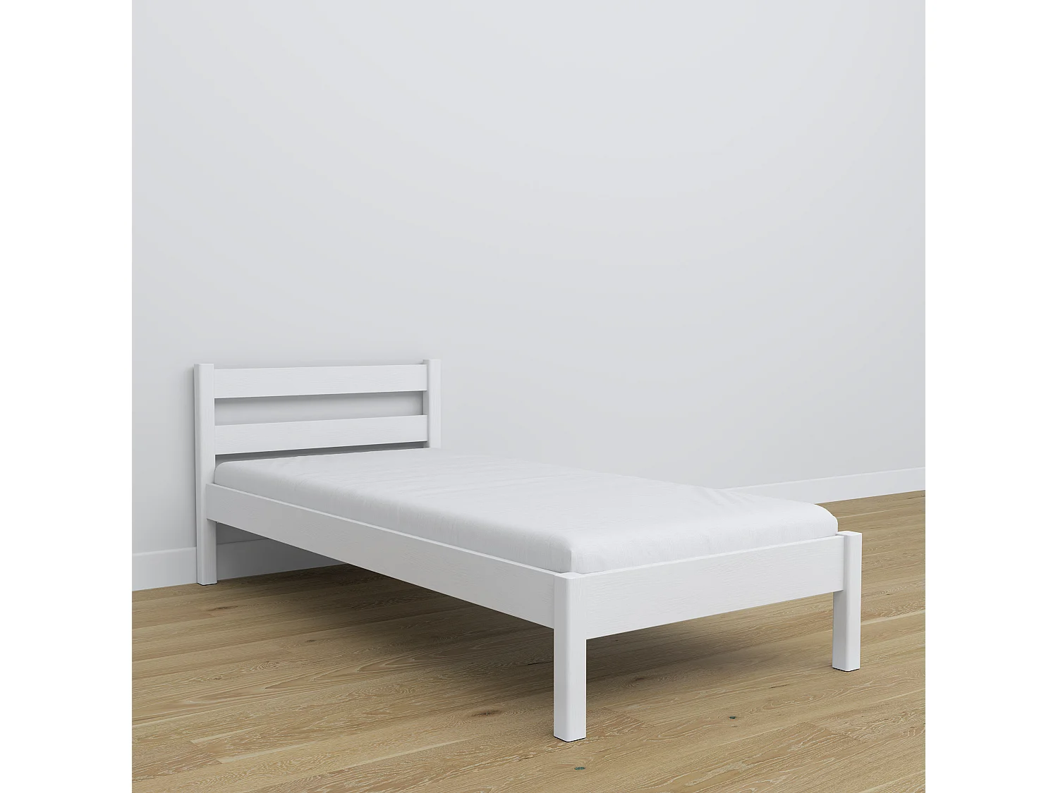 Lit simple en bois N01 Blanc 100x190