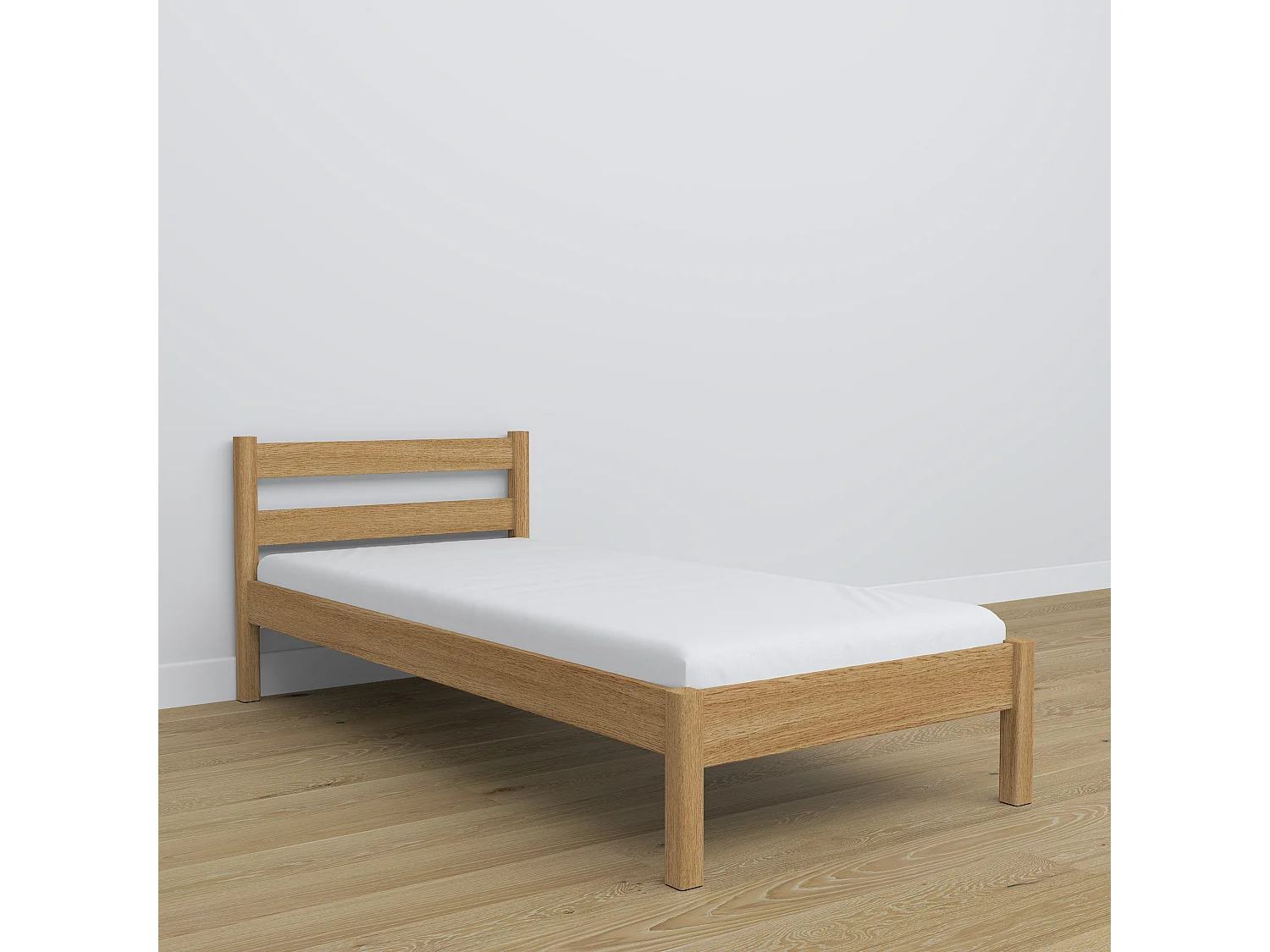 Lit simple en chêne N01 Chêne Naturel 120x190