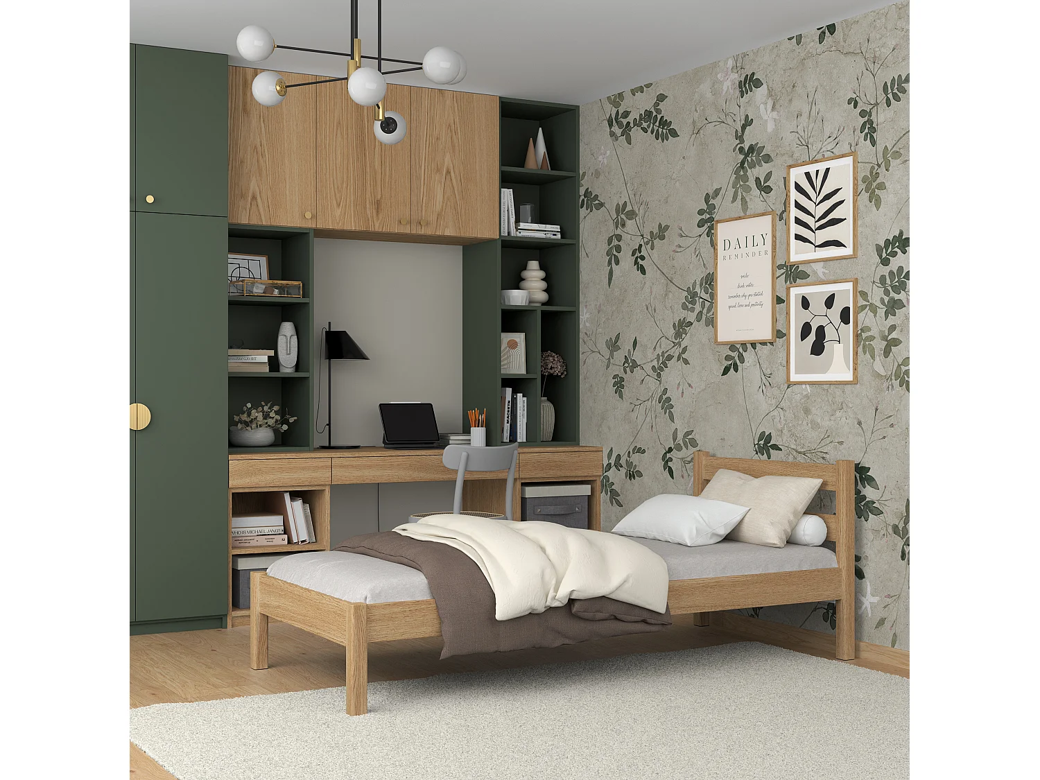 Lit simple en chêne N01 Chêne Naturel 90x200