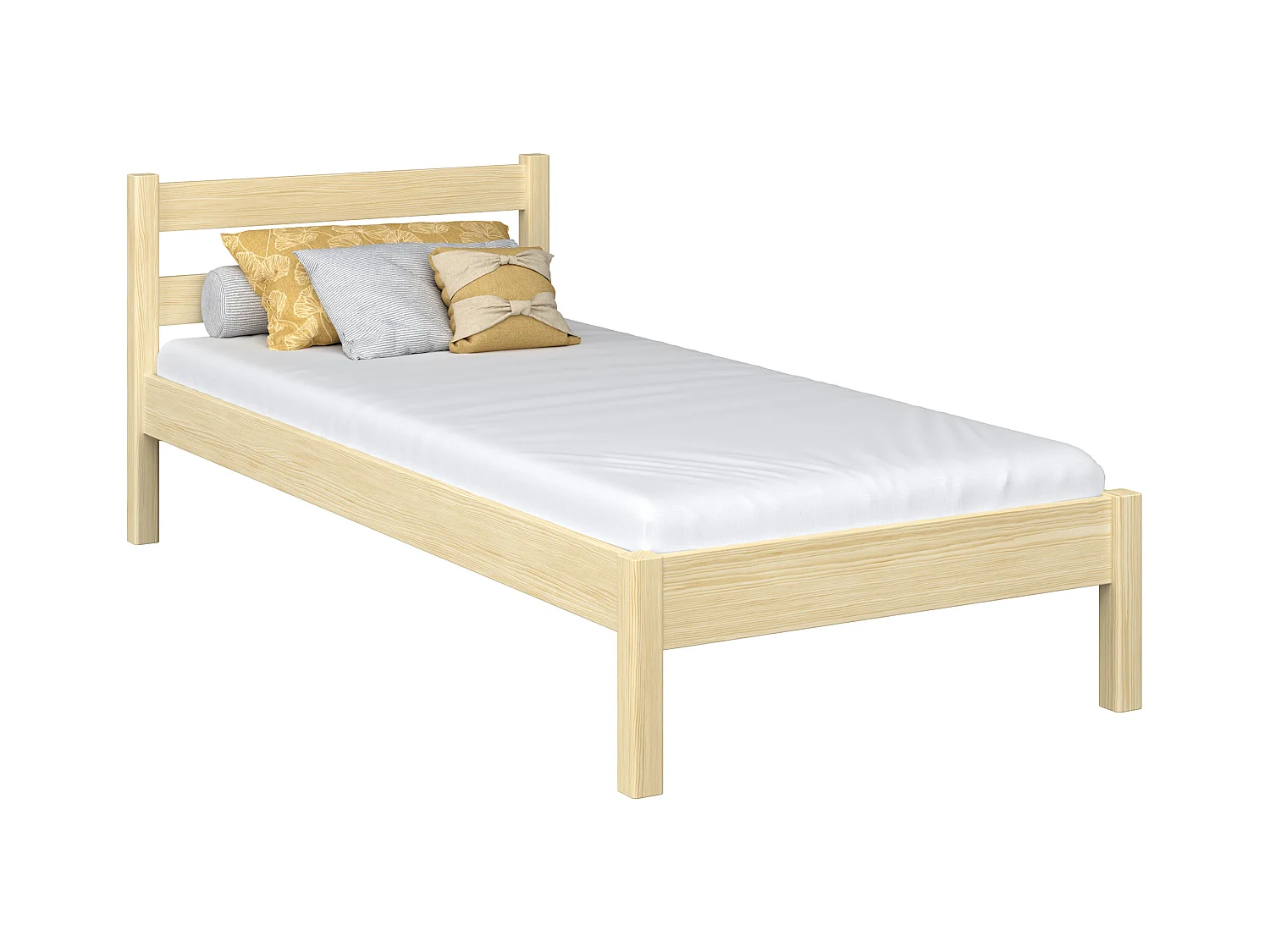 Lit simple en bois N01 Pin Clair 80x180